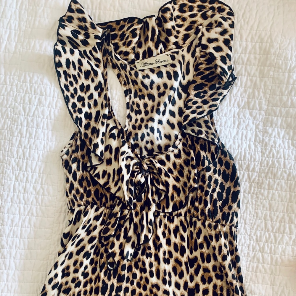 Cheetah print silk tank top
